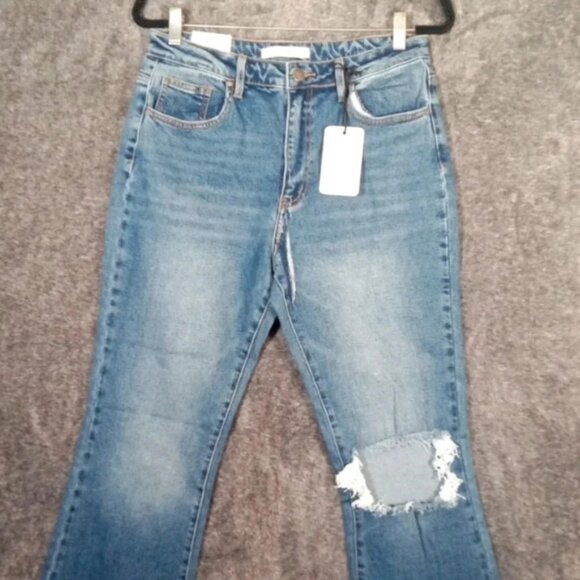 Dogma women's denim high rise flare leg jeans Medium wash size 29 - Picture 2 of 12